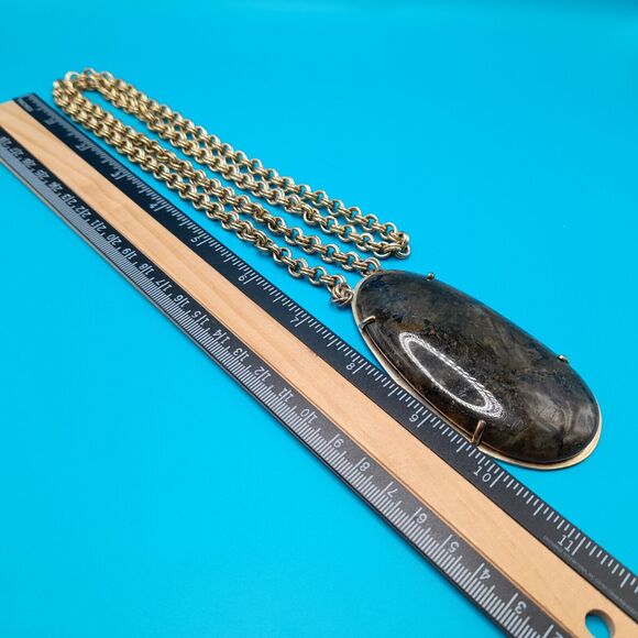 STELLA & DOT Leona Necklace Labradorite Stone Pendant, 30" - Picture 9 of 12